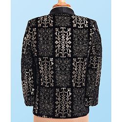 Babyhug Woven Full Sleeves Embroidered 4 Piece Party Suit With Bow - Black