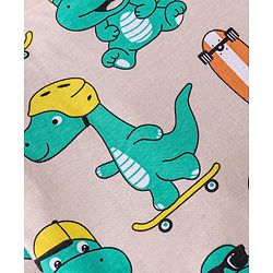 Babyhug Cotton Knit Full Sleeves Night Suit With Dino Print - Peach
