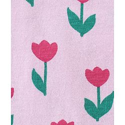 Babyhug Cotton Knit Full Sleeves Front Open Peter Pan Collared Night Suit With Floral Print - Pink