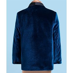 Babyhug Velvet Woven Full Sleeves 4 Piece Solid Colour Party Suit - Navy Blue