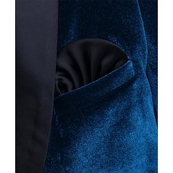Babyhug Velvet Woven Full Sleeves 4 Piece Solid Colour Party Suit - Navy Blue
