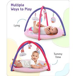 Babyhug Premium Elephant on Air Balloon Digital Print Playgym with Hanging Rattles- Purple