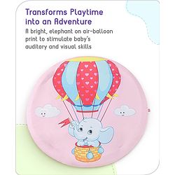 Babyhug Premium Elephant on Air Balloon Digital Print Playgym with Hanging Rattles- Purple