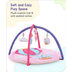 Babyhug Premium Elephant on Air Balloon Digital Print Playgym with Hanging Rattles- Purple