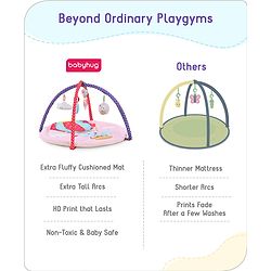 Babyhug Premium Elephant on Air Balloon Digital Print Playgym with Hanging Rattles- Purple