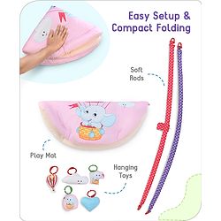 Babyhug Premium Elephant on Air Balloon Digital Print Playgym with Hanging Rattles- Purple