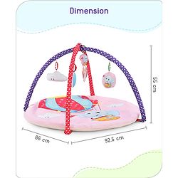 Babyhug Premium Elephant on Air Balloon Digital Print Playgym with Hanging Rattles- Purple