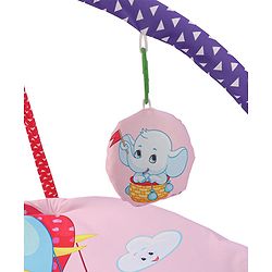 Babyhug Premium Elephant on Air Balloon Digital Print Playgym with Hanging Rattles- Purple