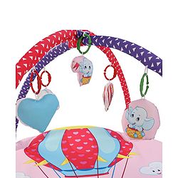 Babyhug Premium Elephant on Air Balloon Digital Print Playgym with Hanging Rattles- Purple