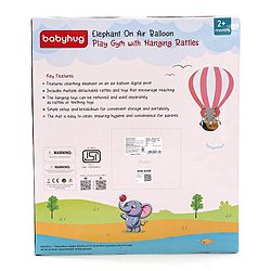 Babyhug Premium Elephant on Air Balloon Digital Print Playgym with Hanging Rattles- Purple