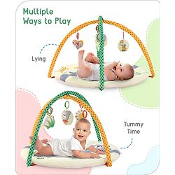 Babyhug Play Gym with Hanging Toys|Elephant on Air Balloon Theme Soft Activity Play Mat|Portable & Easy to Carry with Detachable Toys|2+ Months|Motor Skill Development |Ideal for gifting|BIS