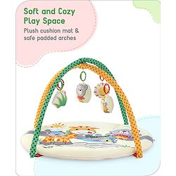 Babyhug Play Gym with Hanging Toys|Elephant on Air Balloon Theme Soft Activity Play Mat|Portable & Easy to Carry with Detachable Toys|2+ Months|Motor Skill Development |Ideal for gifting|BIS