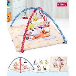 Babyhug Play Gym with Hanging Toys|Elephant on Air Balloon Theme Soft Activity Play Mat|Portable & Easy to Carry with Detachable Toys|2+ Months|Motor Skill Development |Ideal for gifting|BIS