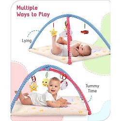 Babyhug Play Gym with Hanging Toys|Elephant on Air Balloon Theme Soft Activity Play Mat|Portable & Easy to Carry with Detachable Toys|2+ Months|Motor Skill Development |Ideal for gifting|BIS