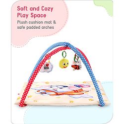 Babyhug Play Gym with Hanging Toys|Elephant on Air Balloon Theme Soft Activity Play Mat|Portable & Easy to Carry with Detachable Toys|2+ Months|Motor Skill Development |Ideal for gifting|BIS