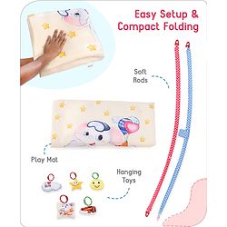 Babyhug Play Gym with Hanging Toys|Elephant on Air Balloon Theme Soft Activity Play Mat|Portable & Easy to Carry with Detachable Toys|2+ Months|Motor Skill Development |Ideal for gifting|BIS