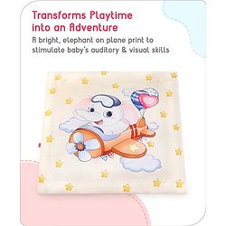 Babyhug Play Gym with Hanging Toys|Elephant on Air Balloon Theme Soft Activity Play Mat|Portable & Easy to Carry with Detachable Toys|2+ Months|Motor Skill Development |Ideal for gifting|BIS