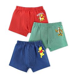 Babyhug Disney Lycra Knit  Trunks With Winnie the Pooh Graphics  Pack of 3 - Red Green & Blue