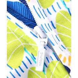 Babyhug Cotton Knit Full Sleeves Hooded Sweatjacket with Giraffe Print - Blue