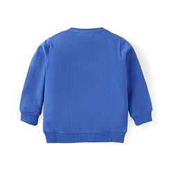 Babyhug Terry Knit Full Sleeves T-Shirt & Lounge Pant Set with Text & Bear Print - Royal Blue & Grey