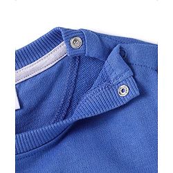 Babyhug Terry Knit Full Sleeves T-Shirt & Lounge Pant Set with Text & Bear Print - Royal Blue & Grey