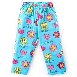 Babyhug Cotton Knit Full Sleeves Night Suit With Floral Print - Light Blue