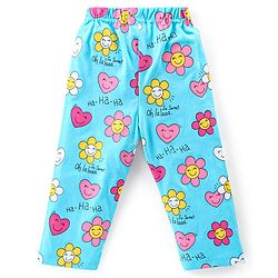 Babyhug Cotton Knit Full Sleeves Night Suit With Floral Print - Light Blue
