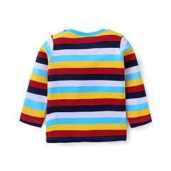 Babyhug Cotton Knit Full Sleeves T-Shirts with Stripes & Animal Graphics Pack of 5 - Blue Maroon & Yellow