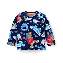 Babyhug Cotton Knit Full Sleeves T-Shirts with Stripes & Animal Graphics Pack of 5 - Blue Maroon & Yellow