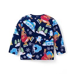 Babyhug Cotton Knit Full Sleeves T-Shirts with Stripes & Animal Graphics Pack of 5 - Blue Maroon & Yellow