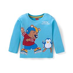 Babyhug Cotton Knit Full Sleeves T-Shirts with Stripes & Animal Graphics Pack of 5 - Blue Maroon & Yellow