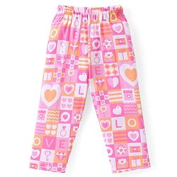 Babyhug Cotton Knit Full Sleeves Heart Printed Night Suit - Pink