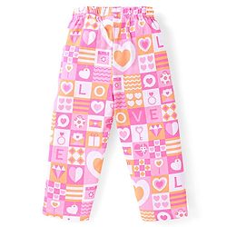 Babyhug Cotton Knit Full Sleeves Heart Printed Night Suit - Pink