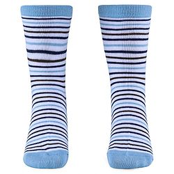 Cute Walk by Babyhug Anti-Bacterial Ankle Length Socks with Stripes & Lion Design Pack of 5 - Blue