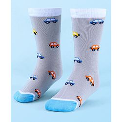 Cute Walk by Babyhug Anti-Bacterial Ankle Length Socks with Stripes & Car Design Pack of 5 - Blue