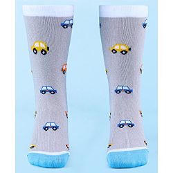 Cute Walk by Babyhug Anti-Bacterial Ankle Length Socks with Stripes & Car Design Pack of 5 - Blue