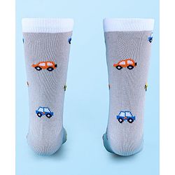 Cute Walk by Babyhug Anti-Bacterial Ankle Length Socks with Stripes & Car Design Pack of 5 - Blue