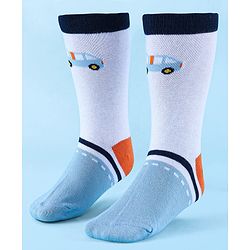 Cute Walk by Babyhug Anti-Bacterial Ankle Length Socks with Stripes & Car Design Pack of 5 - Blue