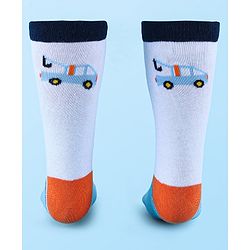 Cute Walk by Babyhug Anti-Bacterial Ankle Length Socks with Stripes & Car Design Pack of 5 - Blue