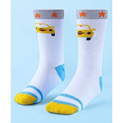 Cute Walk by Babyhug Anti-Bacterial Ankle Length Socks with Stripes & Car Design Pack of 5 - Blue