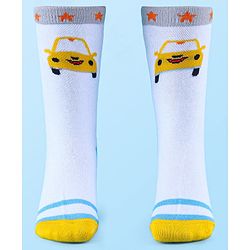 Cute Walk by Babyhug Anti-Bacterial Ankle Length Socks with Stripes & Car Design Pack of 5 - Blue