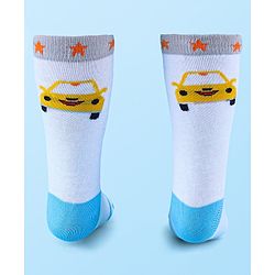 Cute Walk by Babyhug Anti-Bacterial Ankle Length Socks with Stripes & Car Design Pack of 5 - Blue