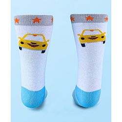 Cute Walk by Babyhug Anti-Bacterial Ankle Length Socks with Stripes & Car Design Pack of 5 - Blue