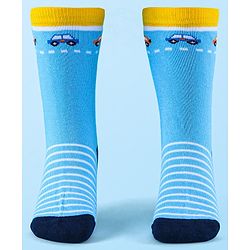 Cute Walk by Babyhug Anti-Bacterial Ankle Length Socks with Stripes & Car Design Pack of 5 - Blue