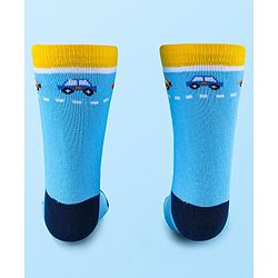 Cute Walk by Babyhug Anti-Bacterial Ankle Length Socks with Stripes & Car Design Pack of 5 - Blue