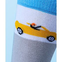 Cute Walk by Babyhug Anti-Bacterial Ankle Length Socks with Stripes & Car Design Pack of 5 - Blue