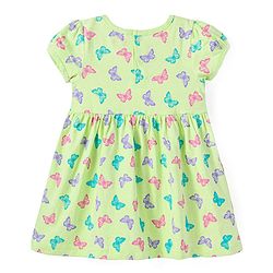 Babyhug Knit Half Sleeves Butterfly Printed Frock With Headband & Bloomer - Green