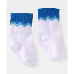 Cute Walk by Babyhug Knit Ankle Length Anti Bacterial Socks with Stripes & Dino Design Pack of 3 - White & Light Blue