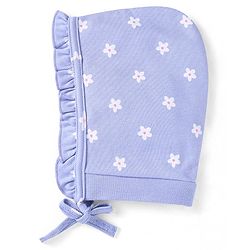 Babyhug 100% Cotton Knit Bonnet Cap Floral Printr Pack of 2 - Mustard & Blue