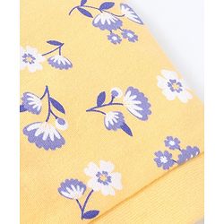Babyhug 100% Cotton Knit Bonnet Cap Floral Printr Pack of 2 - Mustard & Blue